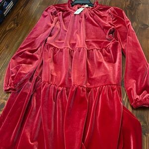 Copper Key Red Pleated Bishop Sleeve Dress